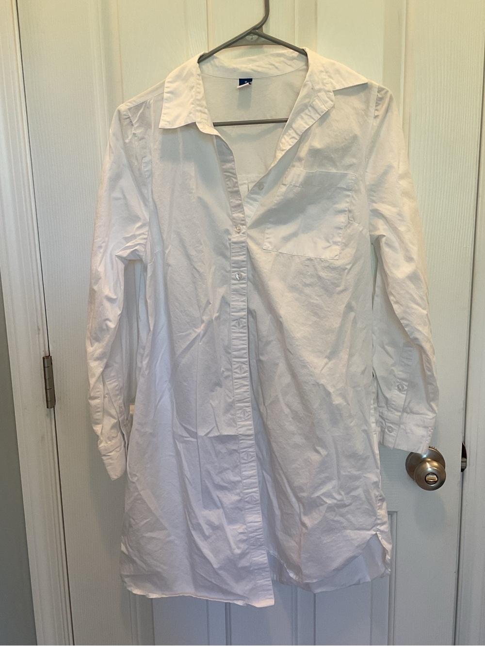 Old Navy White Long-Sleeve Button-Up Shirt Dress